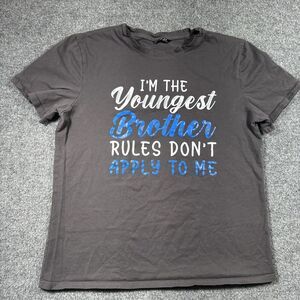Men Med‎ Gray T Shirt Funnytee Humor Younger Brother Rules Dont Apply